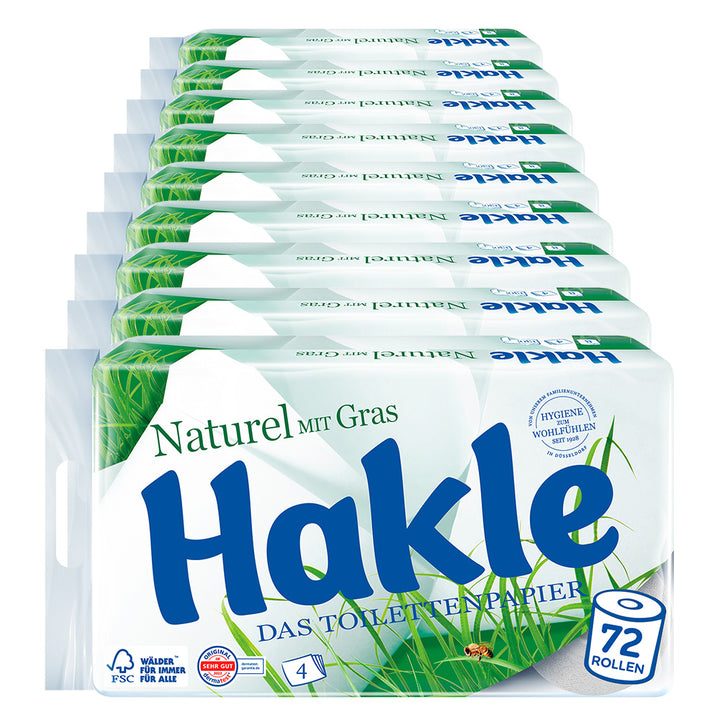 Hakle - Toilettenpapier Naturel mit Grasanteil 72 Rollen